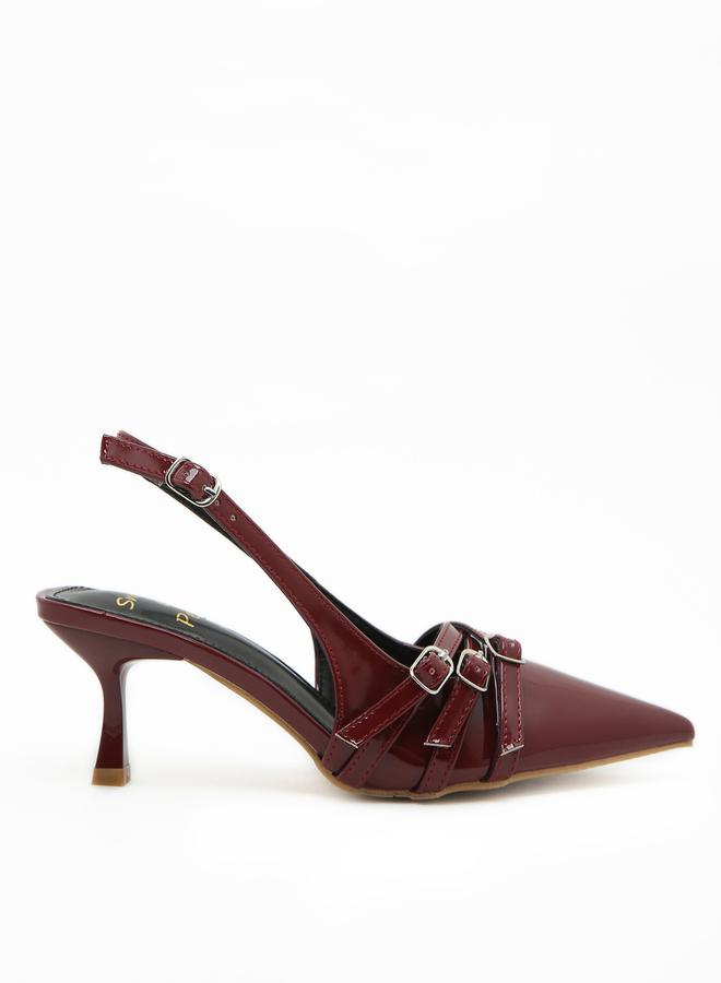 سنيك ايه بيك حذاء بكعب عالٍ مدبب بكعب ستيليتو وتفاصيل مشبك - Image 1