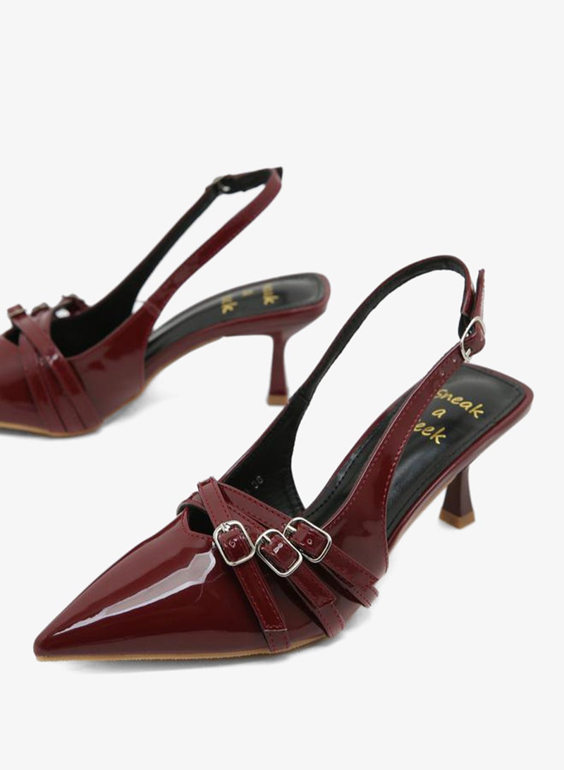 سنيك ايه بيك حذاء بكعب عالٍ مدبب بكعب ستيليتو وتفاصيل مشبك - Image 4