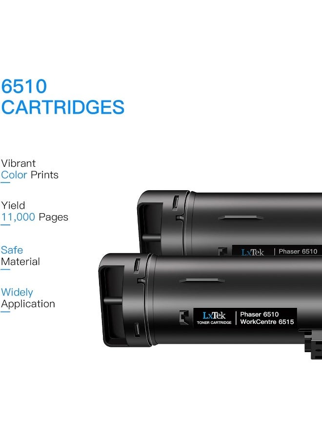 LxTek Compatible Toner Cartridge Replacement for Xerox 6510 6515 106R03480 106R03477 106R03478 106R03479 Compatible with Xerox Phaser 6510 6510dn WorkCentre 6515 6515dn Printers High Yield 2 Black - Image 4