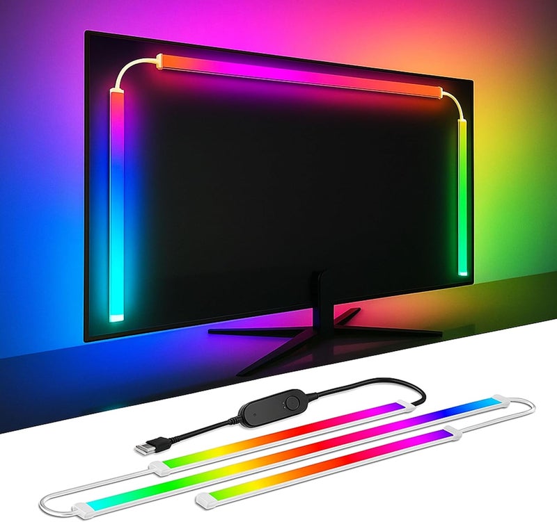إضاءة خلفية LED لشاشة الألعاب RGB لأجهزة الكمبيوتر الشخصي وماك مقاس 24 و27 و32 بوصة، إضاءة خلفية متزامنة مع الشاشة والموسيقى، مدعومة بمنفذ USB مع تحكم برمجي للألعاب والأفلام (إضاءة خلفية للشاشة من 3 جوانب) - Image 1