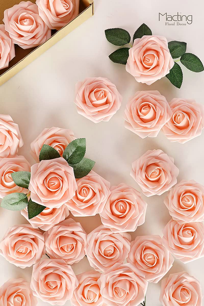 MACTING MACTING 30PCS Artificial Flowers  Real Looking Blush Foam Roses with Stems for Valentines Day DIY Wedding Bouquets Centerpieces Bridal Shower Party Home Decorations  - Image 2