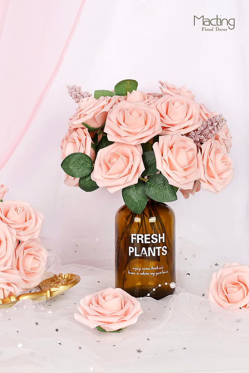 MACTING MACTING 30PCS Artificial Flowers  Real Looking Blush Foam Roses with Stems for Valentines Day DIY Wedding Bouquets Centerpieces Bridal Shower Party Home Decorations  - Image 5