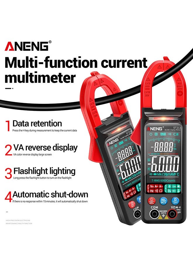 ANENG Clamp Meter, ST212 Clamp Meter ligent Digital Clamp Multimeter 6000 Counts Smart AC & DC Voltmeter 400A Ammeter VA Colored Display Auto Range Clamp pe Tester NCV Non-contact Voltage Measurer  - Image 3