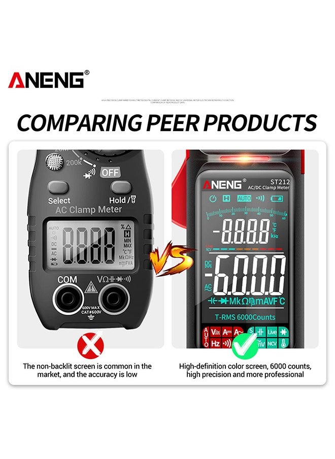 ANENG Clamp Meter, ST212 Clamp Meter ligent Digital Clamp Multimeter 6000 Counts Smart AC & DC Voltmeter 400A Ammeter VA Colored Display Auto Range Clamp pe Tester NCV Non-contact Voltage Measurer  - Image 5