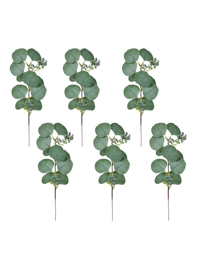 NIBEMINENT 6-Piece Artificial Eucalyptus Leaf Bundles Green/Brown  - Image 1