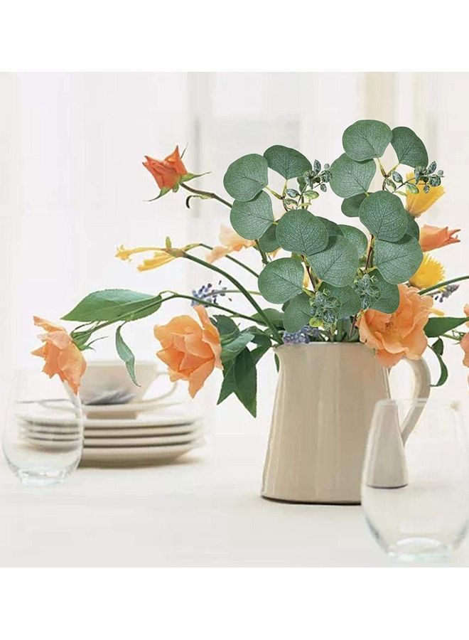 NIBEMINENT 6-Piece Artificial Eucalyptus Leaf Bundles Green/Brown  - Image 3
