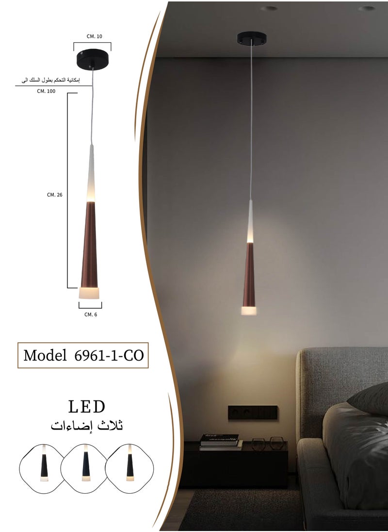 Best Power LED Ceiling Light with 3 Lighting Levels - 6961-Coffe LED Pendant Light Dimmable Ceiling Light Elegant Ceiling Lighting Suitable for Bedrooms, Living Rooms, Dining Rooms, Entryways  - Image 4