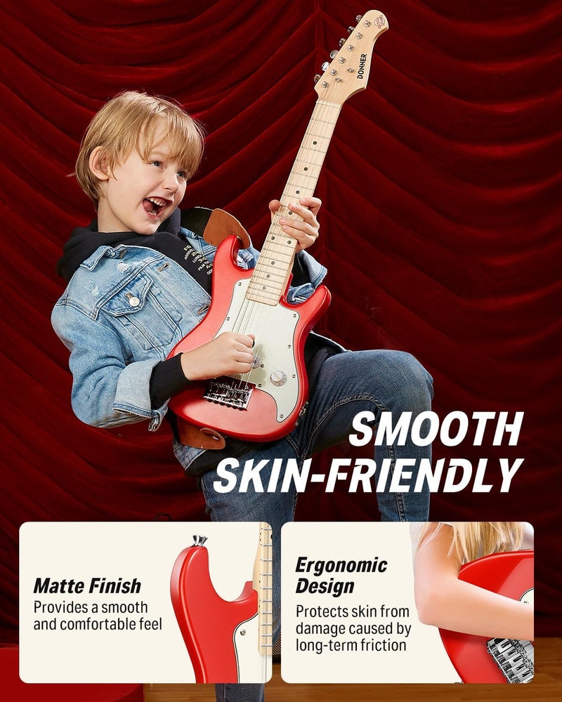 Donner 30 Inch Kids Junior Electric Guitar Beginner Kit ST Style Mini Guitar Premium Bundle with Amp, Tuner, Capo, Bag, Strap, String, Cable (DSJ-100, Red) - Image 4