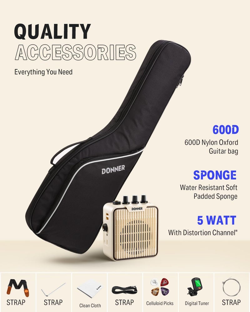 Donner 30 Inch Kids Junior Electric Guitar Beginner Kit ST Style Mini Guitar Premium Bundle with Amp, Tuner, Capo, Bag, Strap, String, Cable (DSJ-100, Red) - Image 5