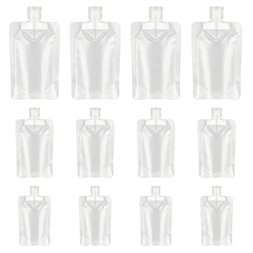 YASUOA 12 Pieces Travel Size Refillable Pouch for Toiletries Bulk 30ml/50ml/100ml, TSA Approved Squeeze Empty Stand Up Pouches for Liquids Lotion Shampoo Bags, Leak Proof Cosmetic Containers - Image 1