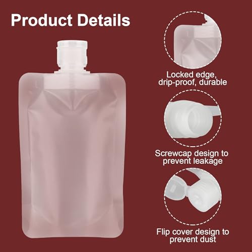 YASUOA 12 Pieces Travel Size Refillable Pouch for Toiletries Bulk 30ml/50ml/100ml, TSA Approved Squeeze Empty Stand Up Pouches for Liquids Lotion Shampoo Bags, Leak Proof Cosmetic Containers - Image 3
