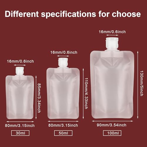 YASUOA 12 Pieces Travel Size Refillable Pouch for Toiletries Bulk 30ml/50ml/100ml, TSA Approved Squeeze Empty Stand Up Pouches for Liquids Lotion Shampoo Bags, Leak Proof Cosmetic Containers - Image 2