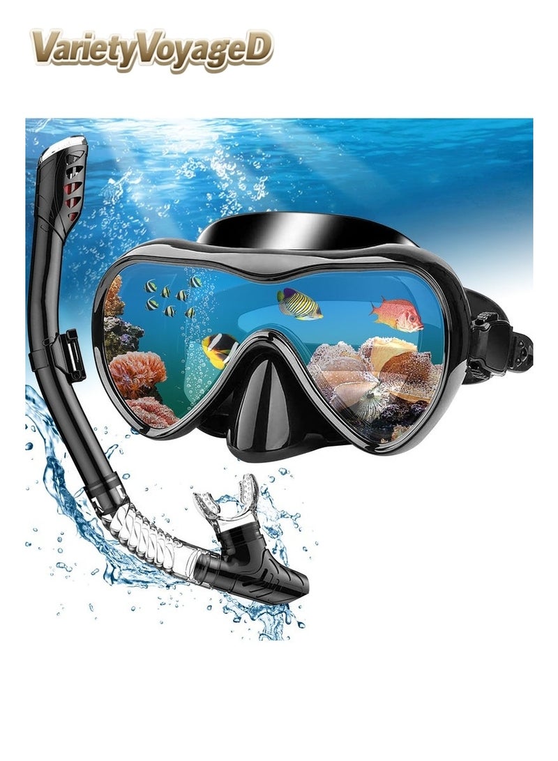رحلة التنوعD قناع غطس مع أحدث نظام تنفس جاف، نظارات غطس بانورامية قابلة للطي 180 درجة من الزجاج المقوى ومقاومة للضباب ومقاومة للتسرب، معدات غطس للبالغين والشباب ، قناع غطس للتنفس الحر للغطس والغوص والسباحة - Image 1