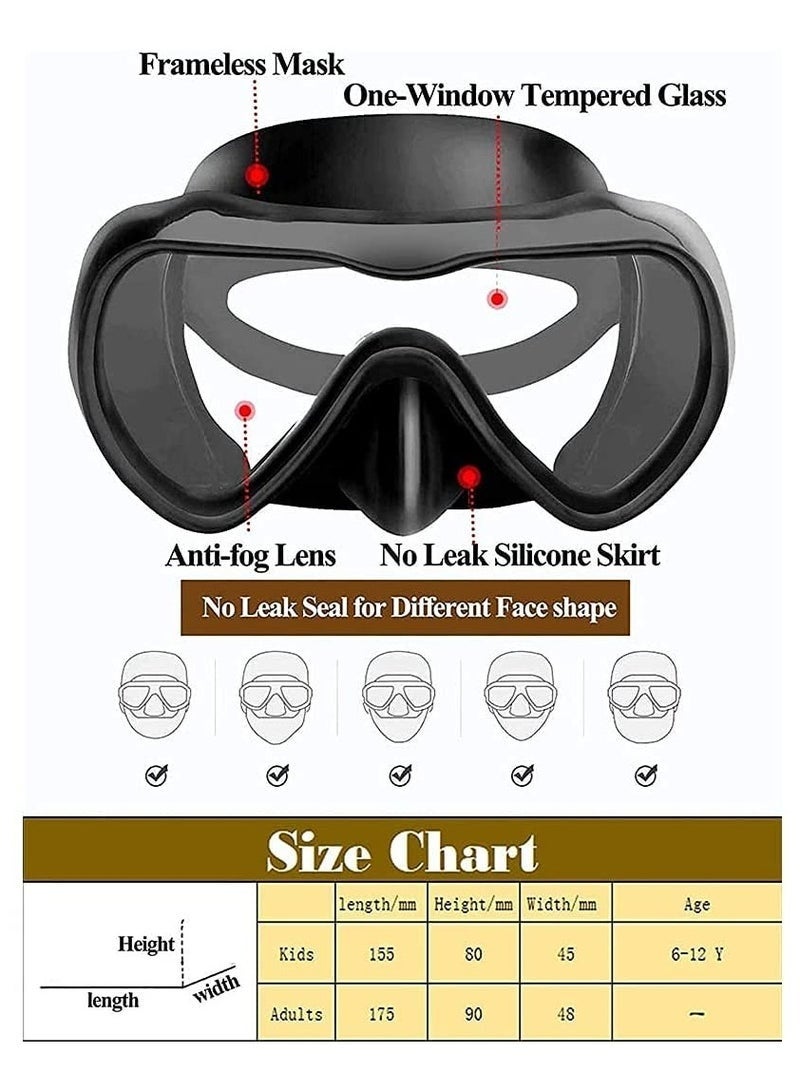 رحلة التنوعD قناع غطس مع أحدث نظام تنفس جاف، نظارات غطس بانورامية قابلة للطي 180 درجة من الزجاج المقوى ومقاومة للضباب ومقاومة للتسرب، معدات غطس للبالغين والشباب ، قناع غطس للتنفس الحر للغطس والغوص والسباحة - Image 3