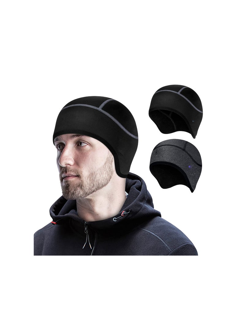 SYOSI Winter Skull Cap Helmet Liner for Men, 2 Pack Cycling Running Sweat Wicking Skullcap Beanie, Fits Under Helmets, for School Activities, Cycling, Motorcycles, Skiing, Running or Camping and Hiking  - Image 1