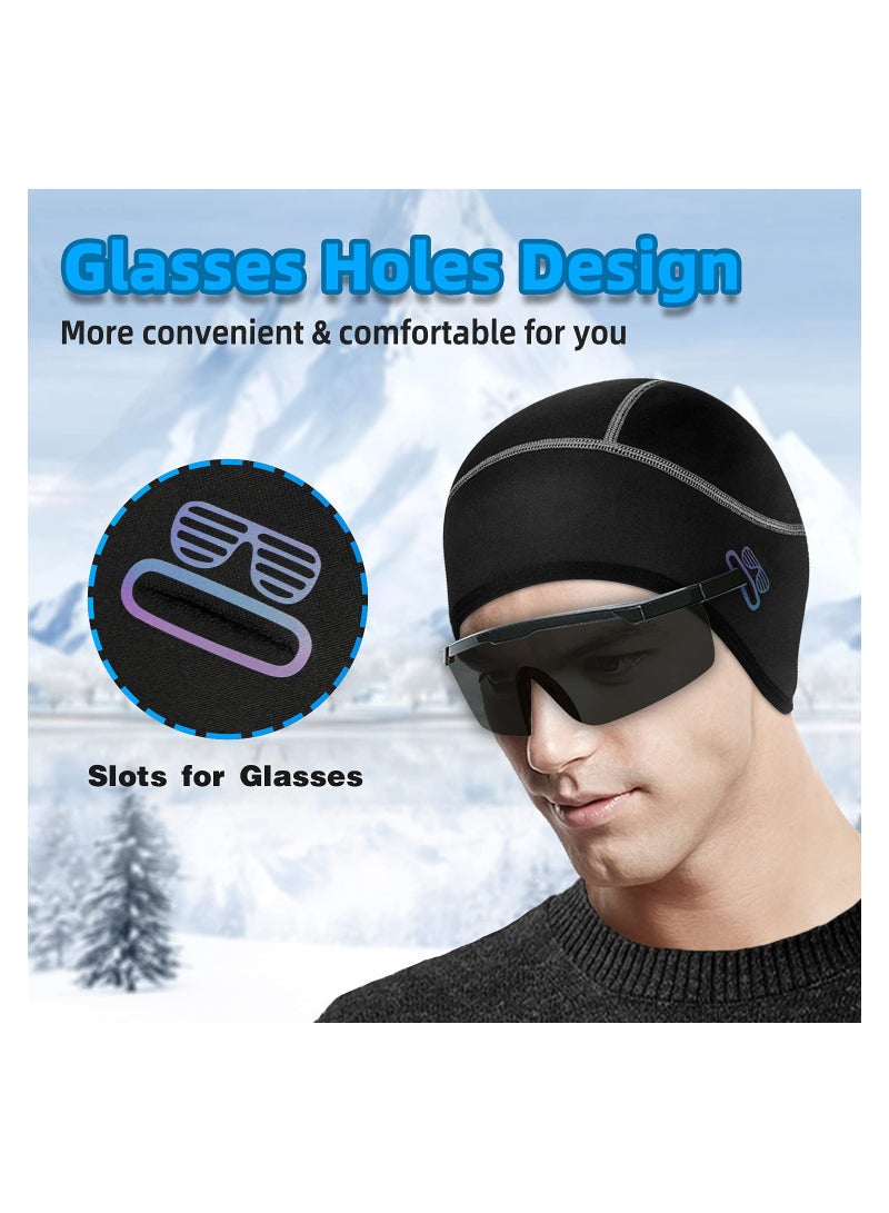 SYOSI Winter Skull Cap Helmet Liner for Men, 2 Pack Cycling Running Sweat Wicking Skullcap Beanie, Fits Under Helmets, for School Activities, Cycling, Motorcycles, Skiing, Running or Camping and Hiking  - Image 3