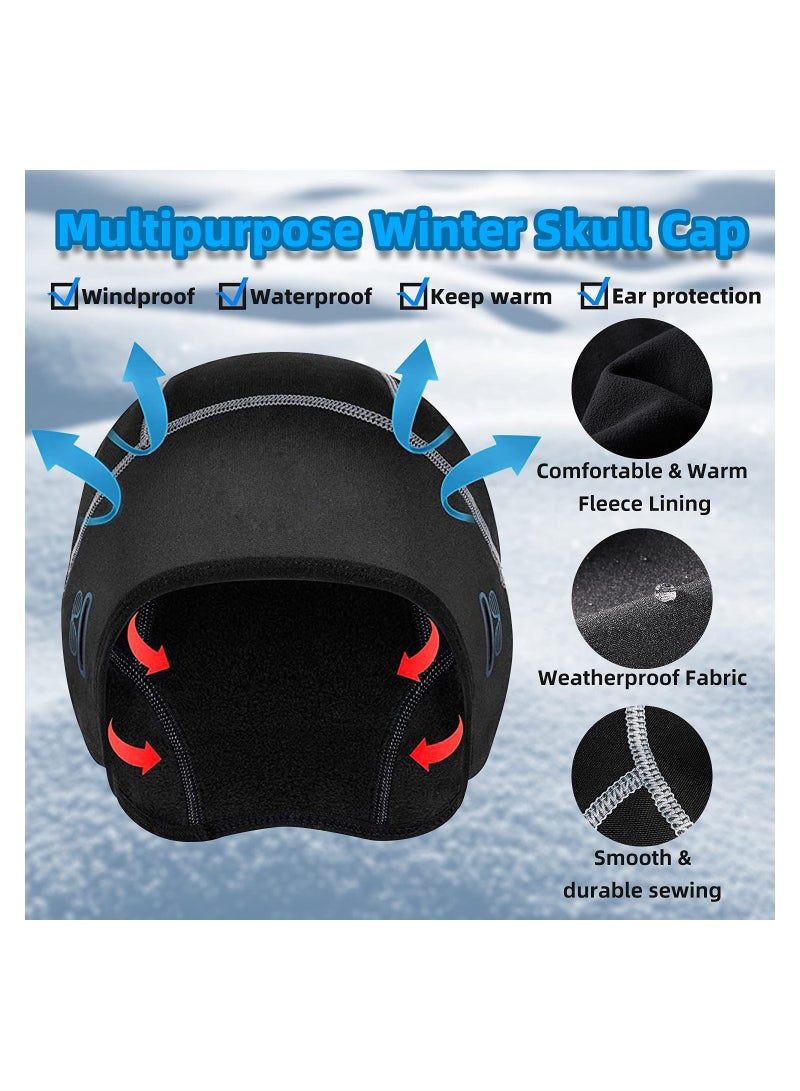 SYOSI Winter Skull Cap Helmet Liner for Men, 2 Pack Cycling Running Sweat Wicking Skullcap Beanie, Fits Under Helmets, for School Activities, Cycling, Motorcycles, Skiing, Running or Camping and Hiking  - Image 4