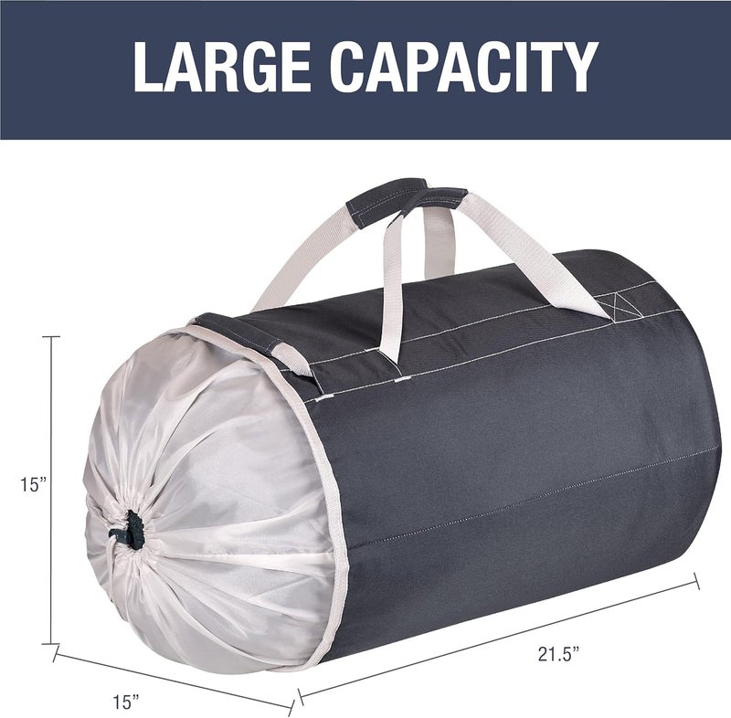 CleverMade Laundry Backpack Duffel Bag with Shoulder Straps  62L  16 Gal XL Charcoal CreamDrawstring Closure for Travel Clothes Gym College Dorm - Image 2