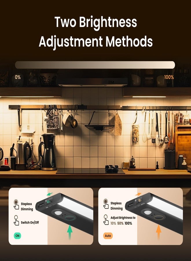 Yeelight Under Cabinet Lighting, Motion Sensor Under Counter Lights for Kitchen, 66 LED Rechargeable Closet Light Fixture, Stepless Dimming, 4000K Wireless Light for Counter, Wardrobe, Hallway, Stairs - Image 3