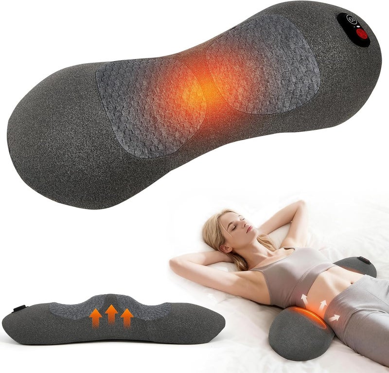 KITCADA 3 in 1 Electric Lumbar Massager Support Pillow, Back Massager with Heat, Adjustable Height for Bed and Chair,Back Support Pillow for Lower Back Pain Relief and Spine Support - Image 1