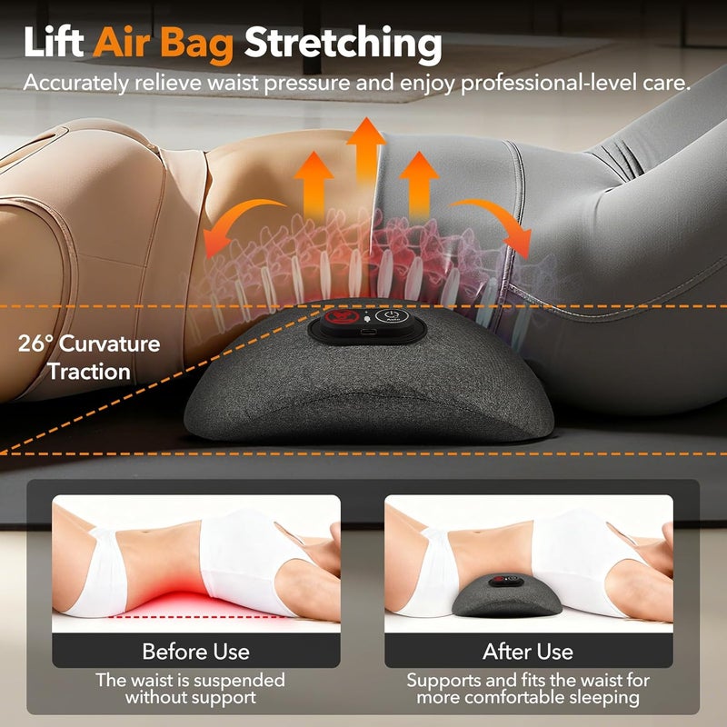 KITCADA 3 in 1 Electric Lumbar Massager Support Pillow, Back Massager with Heat, Adjustable Height for Bed and Chair,Back Support Pillow for Lower Back Pain Relief and Spine Support - Image 4