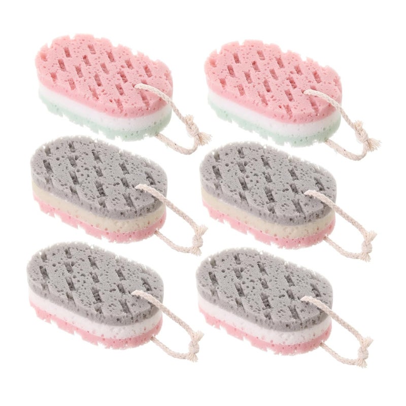 6Pcs Exfoliating Bath Sponges Soft Gentle Body Scrub Towels Random Color Lightweight - Image 2