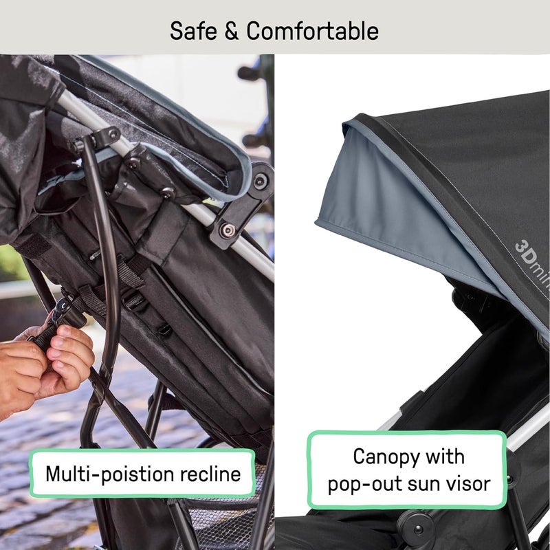 ingenuity 3D Mini Convenience Stroller – Lightweight Stroller with Compact Fold, Multi-Position Recline, Canopy with Pop Out Sun Visor – Umbrella Stroller for Travel and More, Slate Grey - Image 4