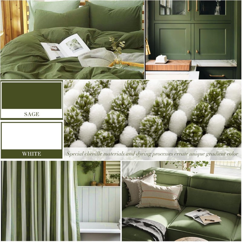 BSICPRO Bathroom Rugs and Mats Sets, 2 Piece Thick Absorbent Chenille Bath Mat Rug Set Non Slip, Soft Shaggy Bath Room Floor Mats for Bathroom, Machine Washable (Sage, 20" x 47" Plus 16" x 24") - Image 3