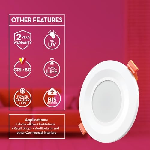Crompton Star Lord JBNXT Junction Box Downlighter | 5W | Round | Green | Pack of 6 | Junction Box | Cutout: 3 inch, 75 mm | For use in halls, bedroom, kitchens, office, stores - Image 3