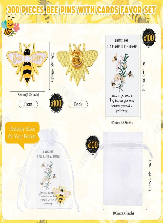 Inbagi 100 Sets Honey Bee Lapel Pins Bulk Cute Badge Pins Fall Party Favor for Students Teachers Inspirational Brooch Pin with Cards Organza Bags for Bee Party Supplies Favors - Image 2