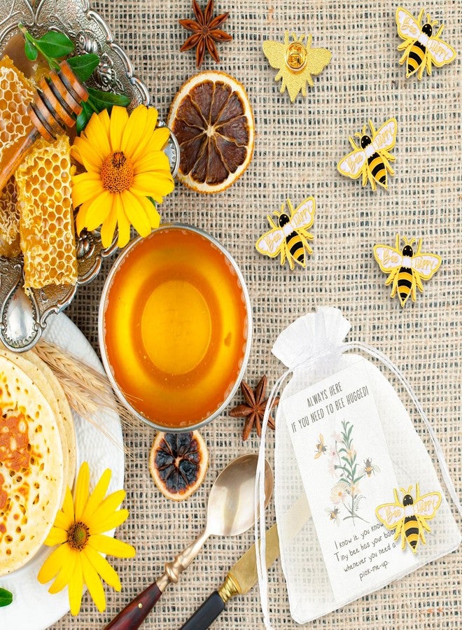 Inbagi 100 Sets Honey Bee Lapel Pins Bulk Cute Badge Pins Fall Party Favor for Students Teachers Inspirational Brooch Pin with Cards Organza Bags for Bee Party Supplies Favors - Image 4