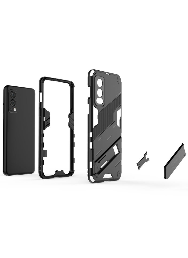 Punk Armor 2 in 1 PC Tpu Shockproof Phone Case with Invisible Holder ForOneplus Nord 2 5G (Green)