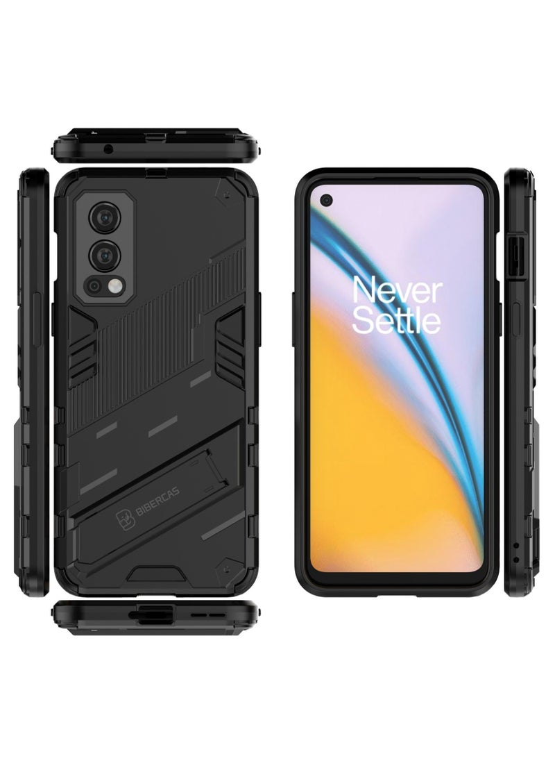 Punk Armor 2 in 1 PC Tpu Shockproof Phone Case with Invisible Holder ForOneplus Nord 2 5G (Green)