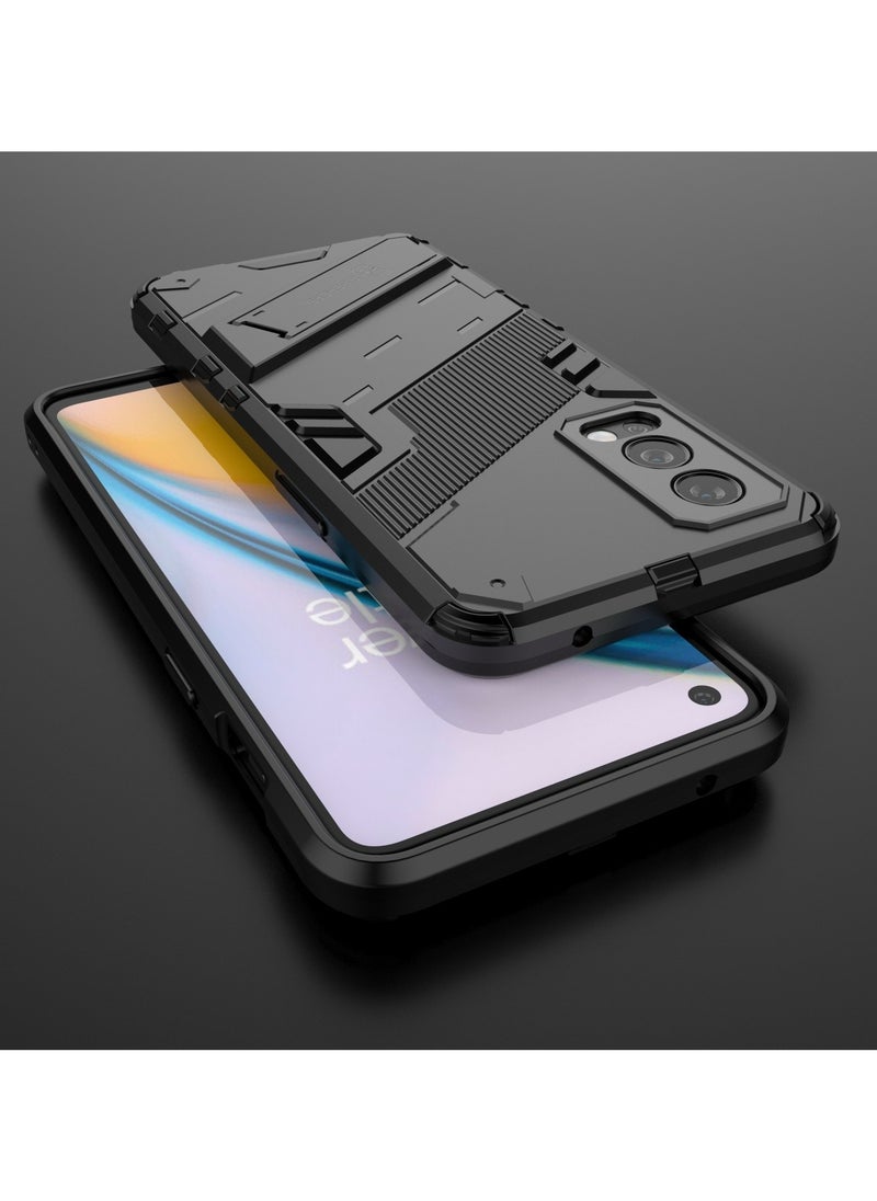 Punk Armor 2 in 1 PC Tpu Shockproof Phone Case with Invisible Holder ForOneplus Nord 2 5G (Green)