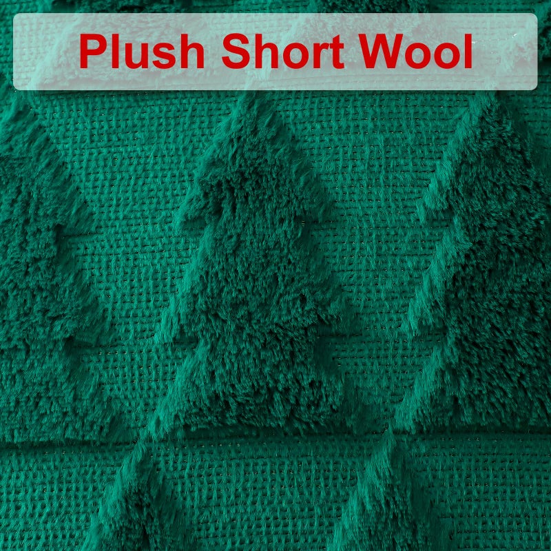 Otostar OTOSTAR Set of 2 Xmas Soft Plush Short Wool Velvet Decorative Throw Pillow Covers Square Luxury Style Cushion Case Pillow Shell for Sofa Bedroom Christmas Tree Green  12x12 Inch  - Image 2