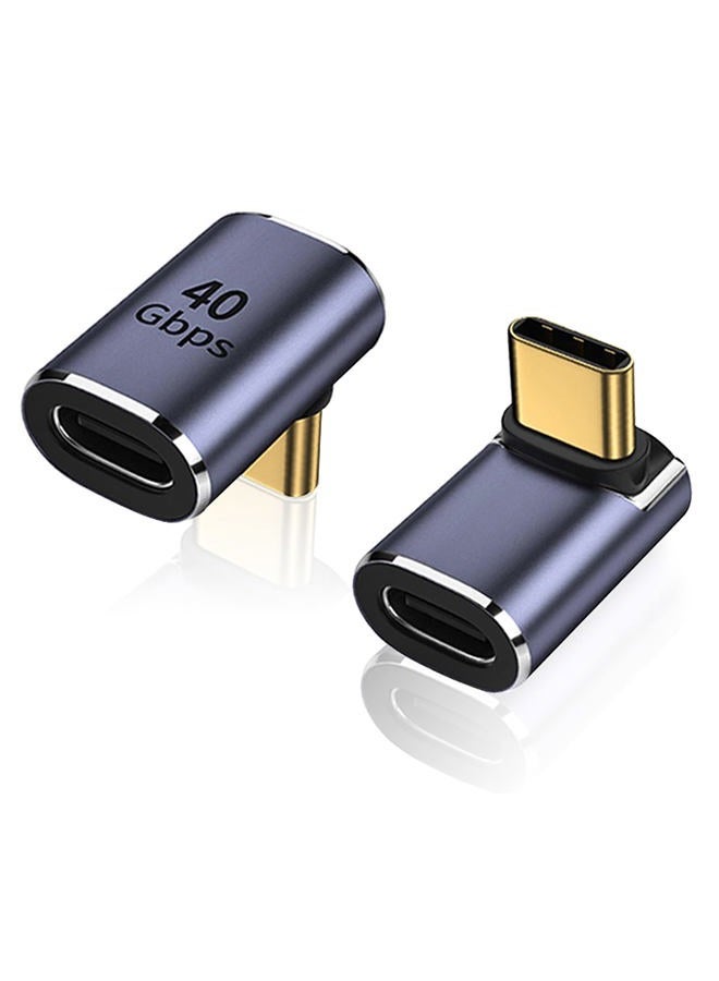 AreMe 90 Degree USB-C Male to Female Adapter, 2 Pack Right Angle 100W Type-C Adapter Extender for Steam Deck, ROG Ally, Switch, Notebook Computers, Tablet and Mobile Phones (Metallic Purple) - Image 1