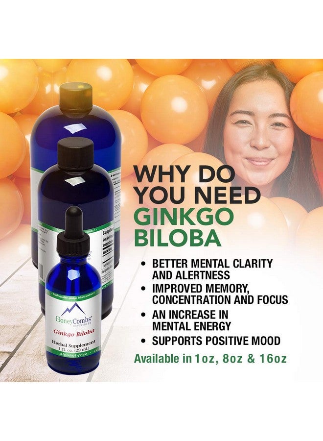 HoneyCombs Ginkgo Biloba Supplement To Support Brain Memory Focus & Circulation Natural Ginkgo Biloba Extract Drops Alcoholfree Cold Pressed Ginkgo Biloba Liquid 1 Fl Oz. - Image 5