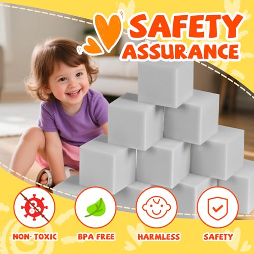 COZYTRAUM 48Pack 5 Inch Foam Cubes Soft Play Pit Fillers for Indoor Games Trampoline Rock Climbing Mats Light Gray - Image 5