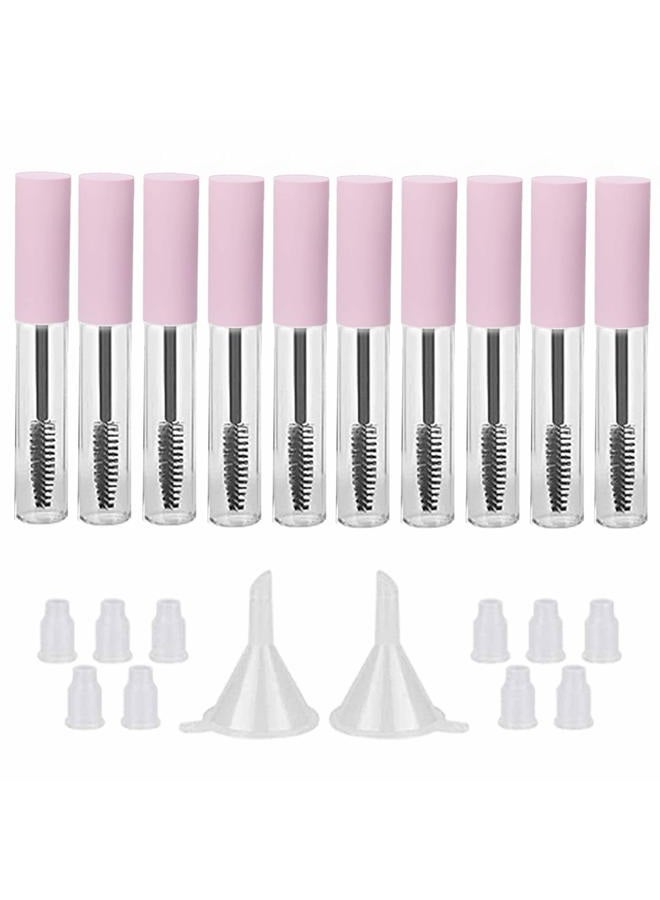 GTHER 10PCS 10ML Empty Mascara Tube Bottle with Eyelash Wand & Rubber Inserts & Funnels Set for Castor Oil/Eyelash Growth Oil, DIY Mascara Eyelash Cream Container with Cap, Matte Pink - Image 1