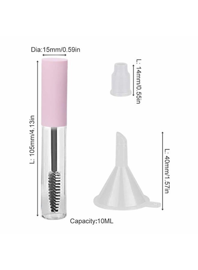 GTHER 10PCS 10ML Empty Mascara Tube Bottle with Eyelash Wand & Rubber Inserts & Funnels Set for Castor Oil/Eyelash Growth Oil, DIY Mascara Eyelash Cream Container with Cap, Matte Pink - Image 3
