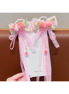 Kids Traditional Chinese Hairpins Flowy Ribbons Peach Cheese -1 Pair