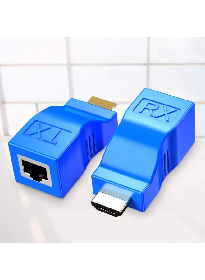 موسع كابل HDMI Power Prime، محول موسع كابل شبكة HDMI إلى RJ45 مكرر عبر Cat 5e / 6 1080p حتى 30 مترًا لتلفزيون HDTV PS4 STB 4K 2K (قطعتان) - Image 2