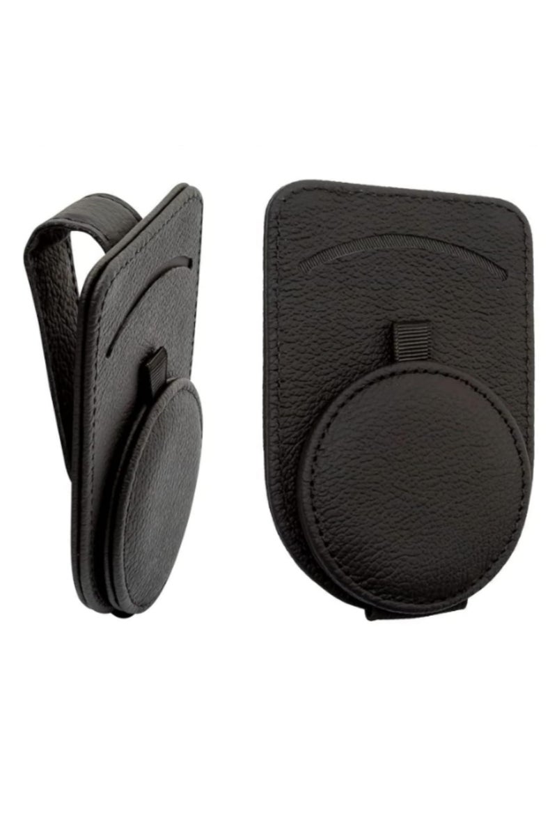 Loquat Car Visor Sunglass Holder, Leather, Black, for Glasses  Cards - Image 4