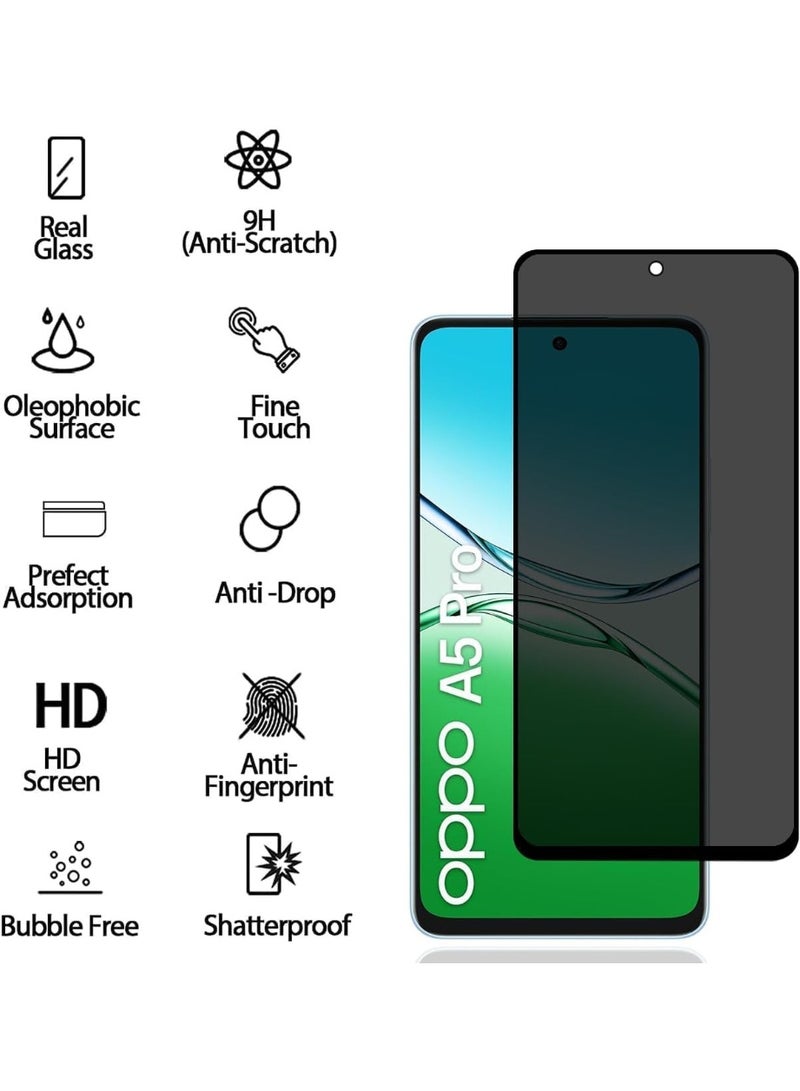 Muzz [2 Pack] Privacy Screen Protector for OPPO A5 Pro 5G, Anti-Spy 9H Tempered Glass, Full Coverage, Scratch Resistant,28 ° Full Screen Anti-peeping (OPPO A5 Pro 5G) - Image 3