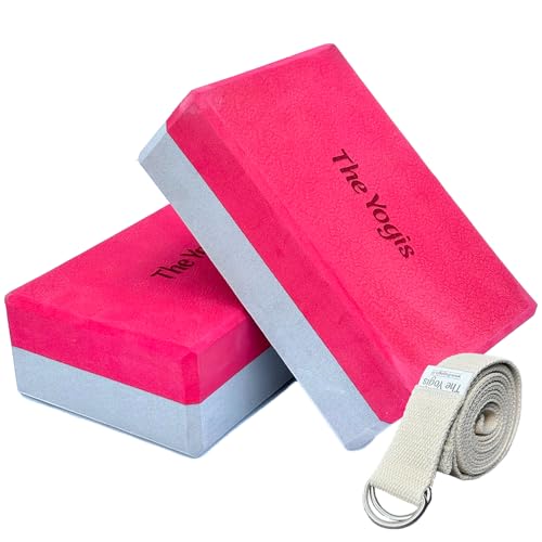 The Yogis Yoga Block | Yoga Brick (Set of 2, Extra Large Size), High-Density Premium EVA Foam Material for Strength, Balance, and Flexibility, Odour Resistant, Regular Size (9 x 6 x 3 inches, Set -2 with Belt ) - Image 1