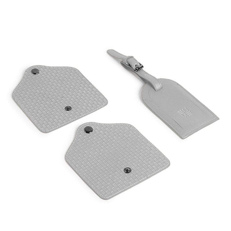 EUME Luggage Accessory Kit for Luggage| Premium Vegan Leather | 1 Luggage Tag and 2 Handle Cover Comes with Vegan Leather Sling Pouch - Grey - Image 4