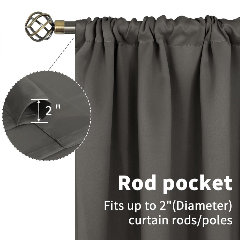 BGment Rod Pocket Blackout Curtains for Bedroom 63 Inches Length - Thermal Insulated Room Darkening Curtain for Living Room  42 x 63 Inch  2 Panels  Grey - Image 4