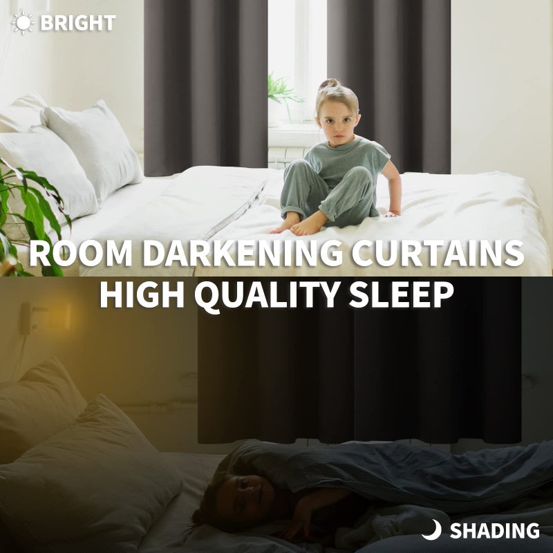 BGment Rod Pocket Blackout Curtains for Bedroom 63 Inches Length - Thermal Insulated Room Darkening Curtain for Living Room  42 x 63 Inch  2 Panels  Grey - Image 2