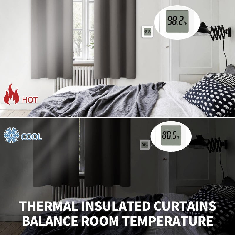 BGment Rod Pocket Blackout Curtains for Bedroom 63 Inches Length - Thermal Insulated Room Darkening Curtain for Living Room  42 x 63 Inch  2 Panels  Grey - Image 3