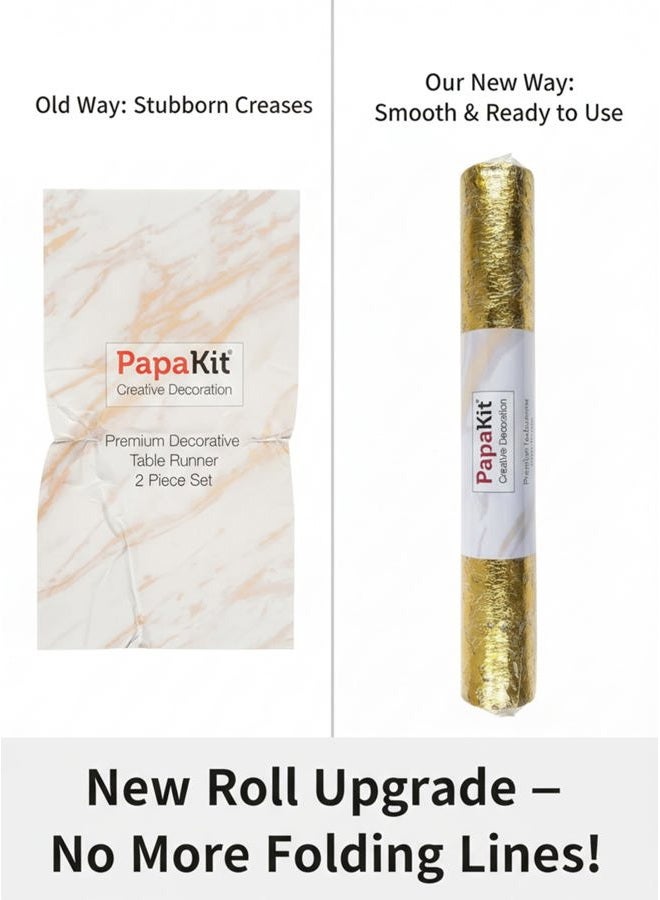 PapaKit Sparkle Metallic Gold Thin Table Runner 11"x84", Pack of 2 for Holidays, Wedding, Parties and Everyday Decoration - Image 3